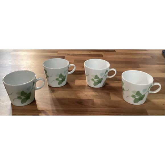 Set Of 4 IKEA Green Leaves Stilenlig Coffee Cups - Picture 1 of 10